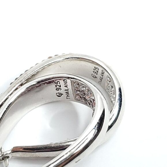 Sterling Silver Inside Out Crystal Hoop Earrings Purple Clear CT Thailand 925 - Picture 3 of 4